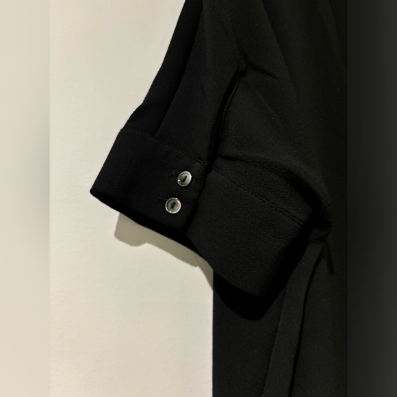 Monk & Lou black mini dress with button sleeve detail - Size M/L - Picture 3 of 4